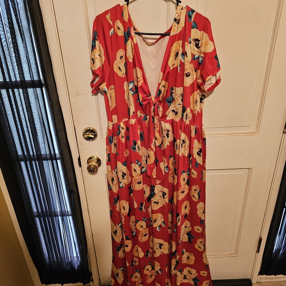 Floral Red Maxi Dress